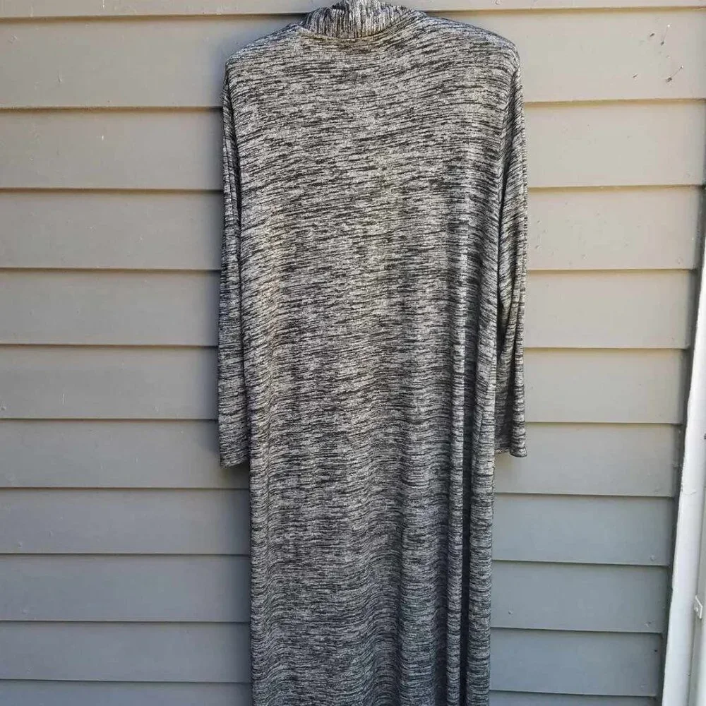 Worthington Maxi Black Gray Marled Open Front Cardigan size OX